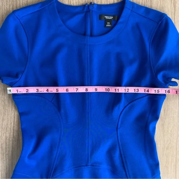 Royal Blue Fit and Flare Dress Simply Vera by Vera Wang Size XS Short Sleeve NWT - Picture 8 of 15